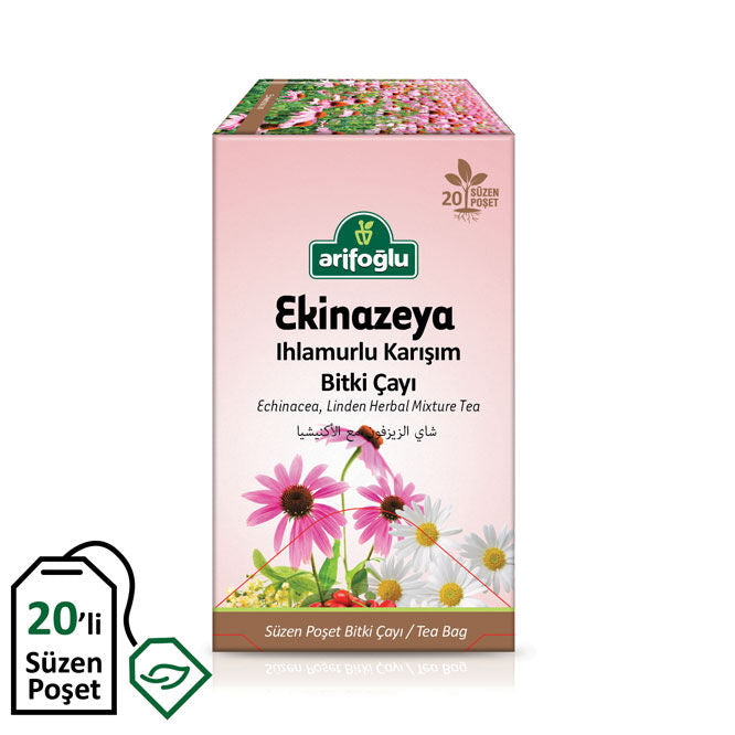 Echinacea وزيزفون شاي أعشاب - 20 أكياس فلتر | عارف أوغلو Arifoğlu