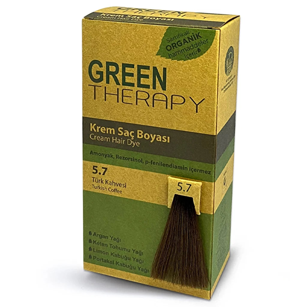 كريم صبغة شعر قهوة تركية بني رقم 5.7 | جرين ثيرابي Green Therapy