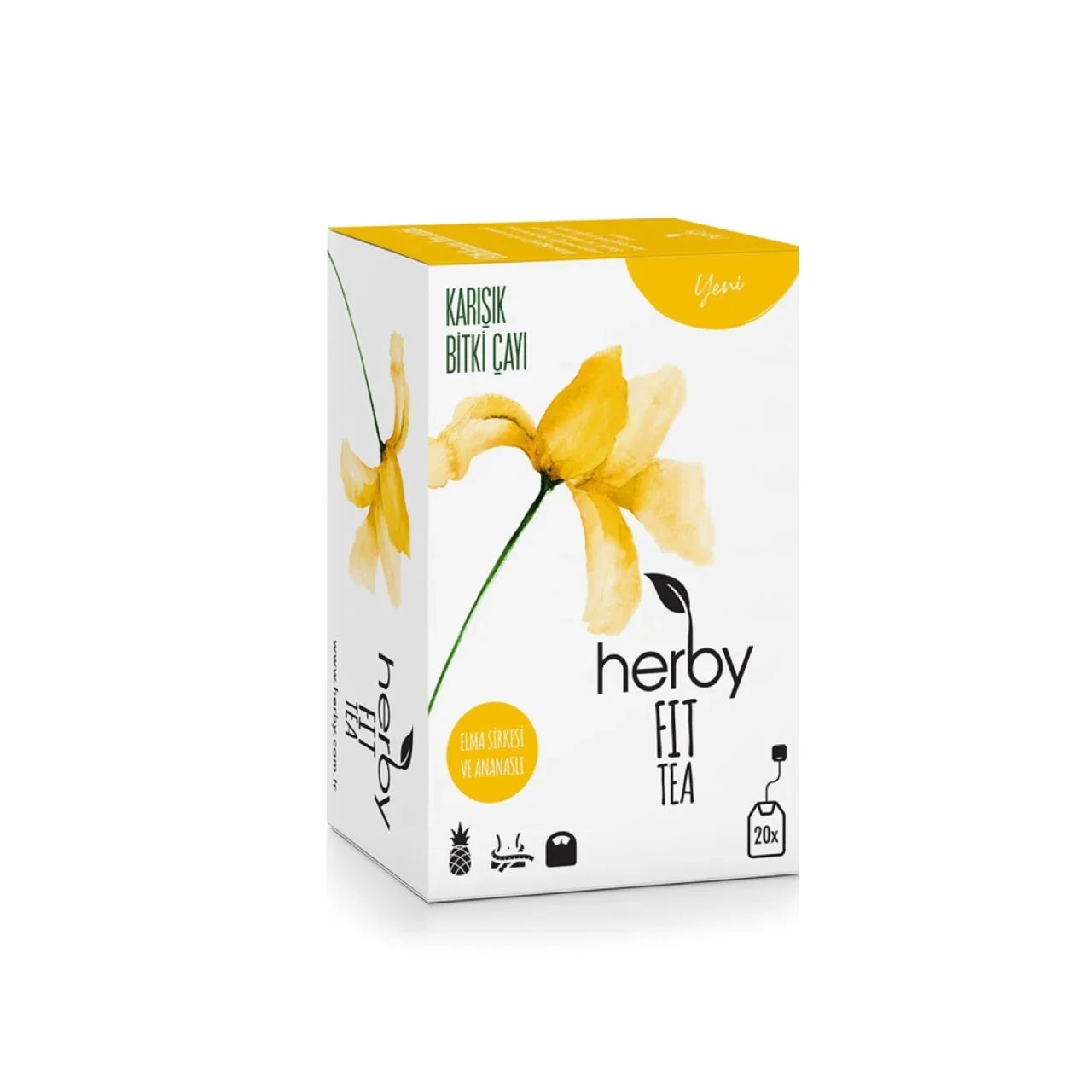شاي أعشاب فيت Fit بخل التفاح والأناناس 20 كيس 30 جم | هيربي Herby