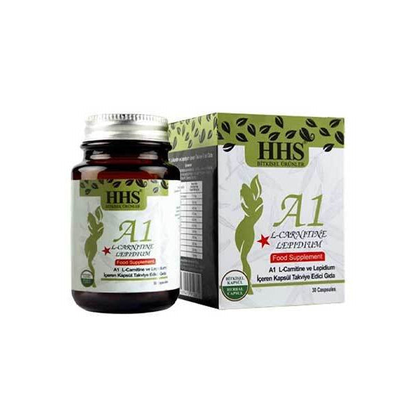 HHS A1 Herbal Dietary Supplement – front view of capsule bottle showcasing label and dosage information