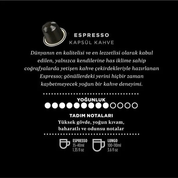 صورة إضافية للمنتج: Espresso كبسولات قهوة 10 قطع | كاهفه دنياسي Kahve Dünyası