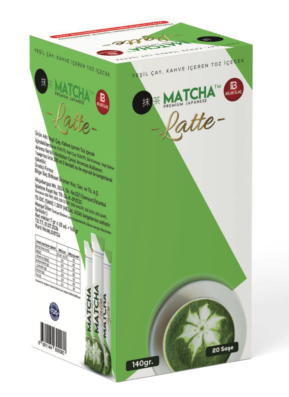 ماتشا لاتيه قهوة وجوز الهند بنكهة ماتشا شاي 20 أكياس × 7 جم | ماتشا بريميوم الياباني Matcha Premium Japanese